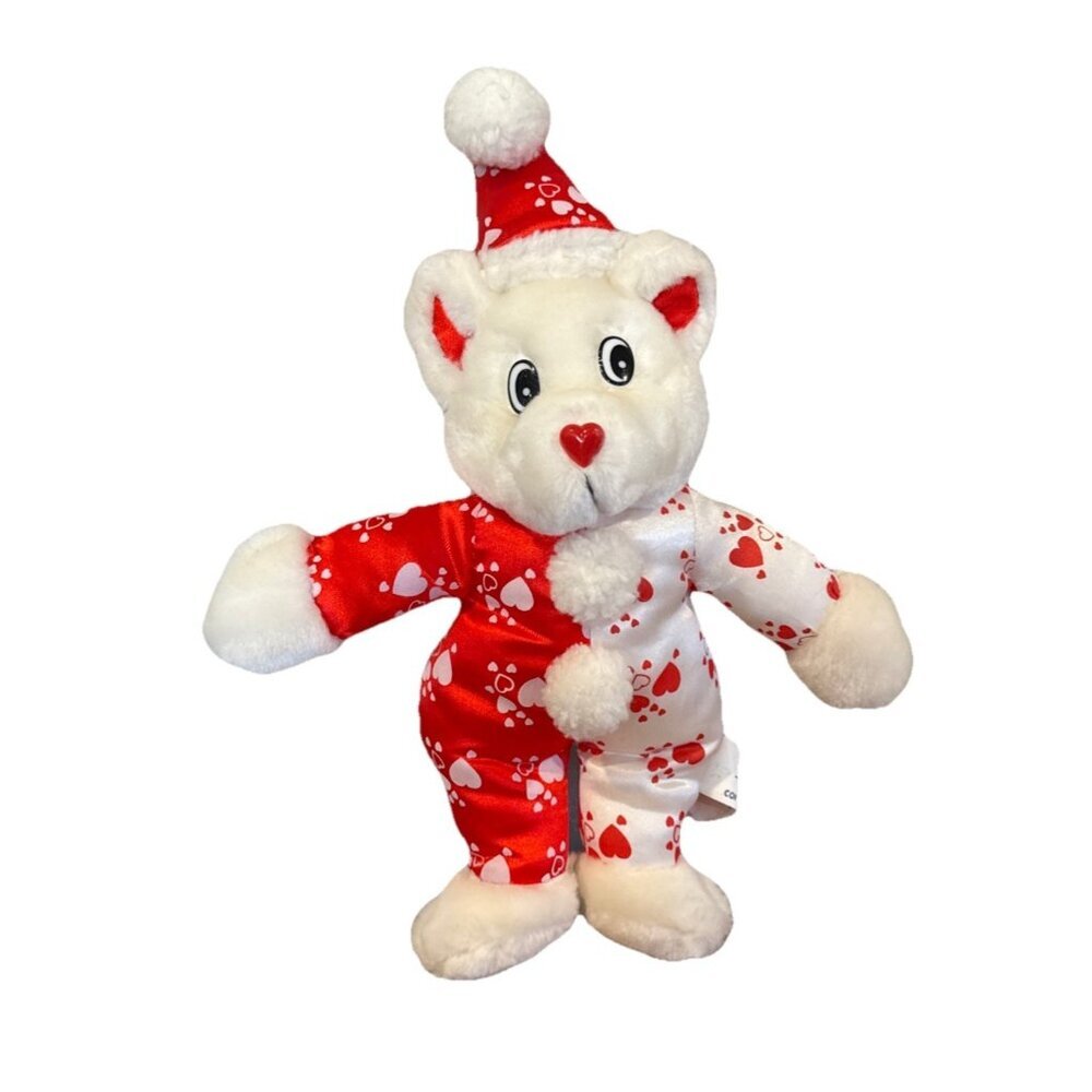 Valentine's Day Polka Dot Hearts Bear Plush Red White Clown Toy Connection Nanco